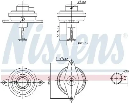 Клапан EGR OPEL ASTRA G, FRONTERA B, OMEGA B, SINTRA, VECTRA B, ZAFIRA A 2.0D/2.2D 11.96-06.05 NISSENS 98470 Купити в Україні