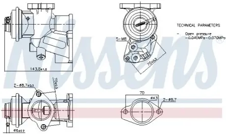 Клапан EGR OPEL ASTRA G, COMBO, COMBO TOUR, CORSA C 1.7D 02.98 NISSENS 98476