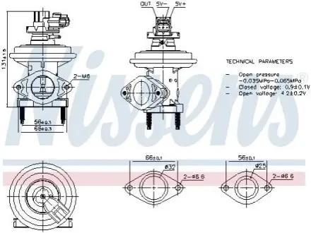 Клапан EGR FORD MONDEO III, TRANSIT, TRANSIT TOURNEO 2.0/2.0D/2.2D 06.00-03.07 NISSENS 98480 Купити в Україні