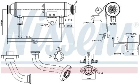 Охолоджувач відпрацьованих газів ALFA ROMEO 147, 156 FIAT BRAVO I, BRAVO II, DOBLO, IDEA, MAREA, MULTIPLA, STILO LANCIA LYBRA, MUSA 1.9D 03.96 NISSENS 989283 Купити в Україні