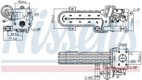 Охолоджувач відпрацьованих газів AUDI A3 SEAT ALTEA, ALTEA XL, LEON, TOLEDO III SKODA OCTAVIA II, SUPERB II VW GOLF PLUS V, GOLF V, JETTA III, PASSAT B6, TOURAN 2.0D 02.03-07.15 NISSENS 989413 Купити в Україні