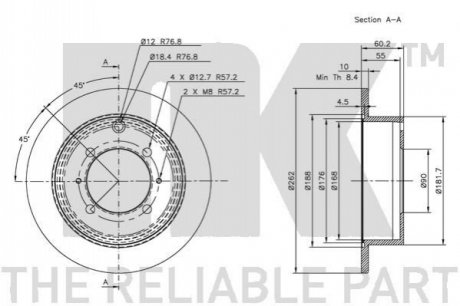 Тормозной диск - (58411M2050, MB668083, MB669964) NK 203024 (фото 1)