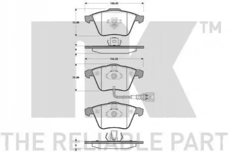 Колодки гальмівні (передні) Audi A3/Seat Leon/Skoda SuperB/VW Golf/Passat 03-15 NK 2247110 Купити в Україні