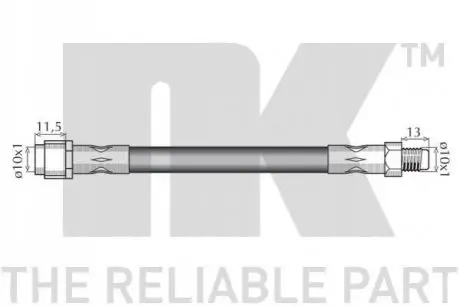 Фото 1 — Шланг гальмівний (передній) MB A-class (W168) 98-04/E-class (W210) 96-03 (L=280mm) NK (853332) Фото Шланг гальмівний (передній) MB A-class (W168) 98-04/E-class (W210) 96-03 (L=280mm) NK (853332) зображення 1