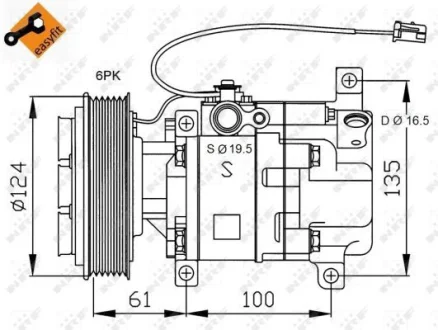 Компресор кондиціонера MAZDA 3 1.3/1.6 10.03-06.09 NRF 32233