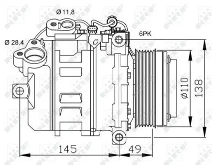 Фото Компресор кондиціонера BMW 3 (E90)/5 (E60)/X1 (E84) 05-12 N47/N57 NRF (32533) зображення 1