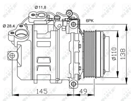 Компресор кондиціонера BMW 3 (E90)/5 (E60)/X1 (E84) 05-12 N47/N57 NRF 32533