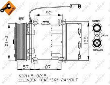 Компресор кондиціонера RVI PREMIUM 2, VOLVO FE 10.05- NRF 32752