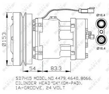 Компресор кондиціонера (R134a), CATERPILLAR 924G, 928G, 930G, 950G, 953B, 962G, 973C NRF 32879