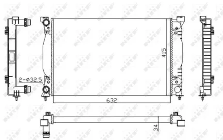 Радіатор охолодження Audi A4 1.6-2.0/1.9/2.0TDI 00-09/Seat Exeo 08-13 (економ клас) NRF 50539A