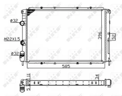 Радіатор охолодження Renault Megane 1.4-2.0 96-03 (Економ-клас) NRF 509503A