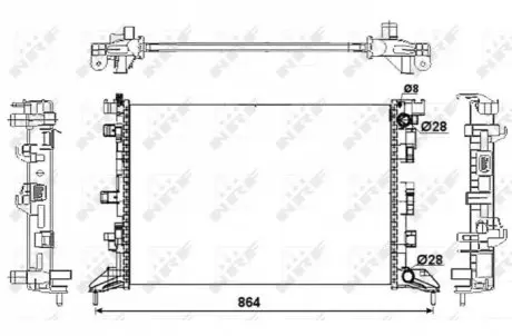 Радіатор охолодження Renault Laguna III 1.6/2.0 16V/2.0dCi 07-15 (МКПП) NRF 53066 Купити в Україні