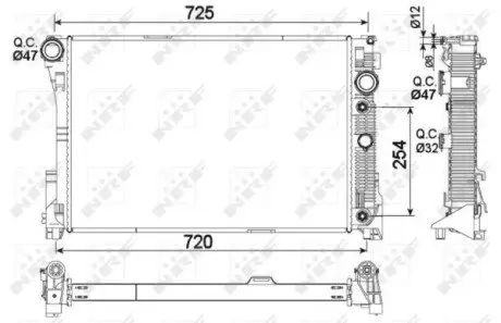 Радіатор охолодження MB C-class (W204)/E-class (W212) 08-15 NRF 53968