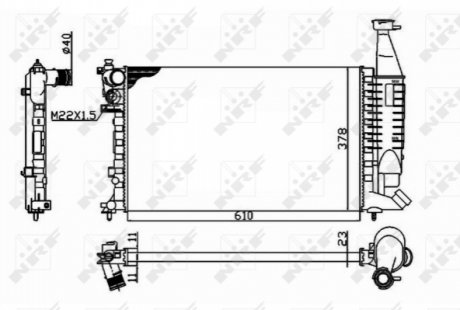 Радіатор охолодж. двигуна CITROEN BERLINGO 1.1/1.4/1.8 06.96- - (133008, 9620974780) NRF 54677