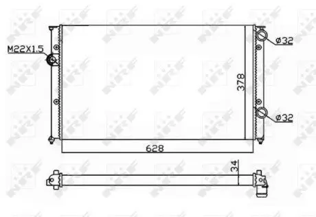 Радіатор двигуна VW GOLF III, PASSAT B3/B4, VENTO 1.9D 05.89-04.99 NRF 54693 Купити в Україні