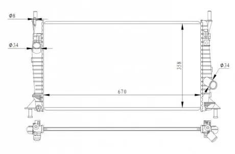 Фото Радіатор охолодження Ford Focus 04-/Mazda 3 03-/Volvo C30/C70/S40/V50 04- NRF (550014) зображення 1