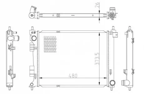 Радиатор двигателя (мкпп) HYUNDAI I20 ACTIVE, I20 II 1.0-1.4D 11.14-09.21 NRF 550033