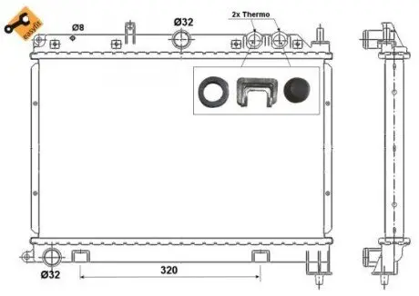 Радіатор, система охолодження двигуна NRF 55426