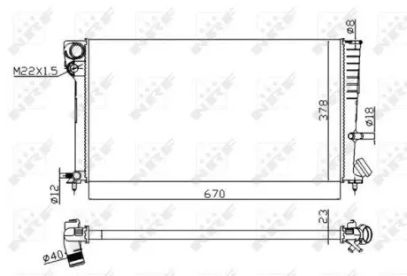 Радиатор двигателя (мкпп) CITROEN BERLINGO, XSARA OPEL MOVANO A PEUGEOT 306, 307, PARTNER 1.5D-2.5D 04.93- NRF 58101A
