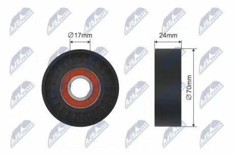 РОЛИК РУЧЕЙКОВОГО РЕМЕНЯ | AUDI A3 1.9TDI 2000-,FORD GALAXY 1.9TDI 2000-,SKODA OCTAVIA 1.9TDI 2002-,VW GOLF IV 1.9TDI 1998 NTY RNKAU005