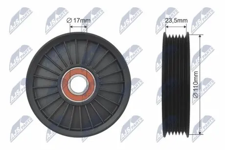 РОЛИК РУЧЕЙКОВОГО РЕМЕНЯ | AUDI A1, A3, Q3, TT, SEAT ATECA, IBIZA IV, LEON, LEON SC, LEON ST, SKODA KODIAQ, OCTAVIA III, VW AMAROK, BEETLE, JETTA IV, POLO, TIGUAN 1.8/2.0/3.0D 04.12 NTY RNK-AU-017
