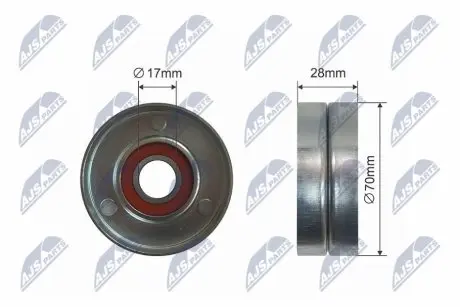 Фото РОЛИК РУЧЕЙКОВОГО РЕМЕНЯ | HYUNDAI ACCENT II, ELANTRA, GETZ, I30, MATRIX, SANTA F I, SONATA V, TRAJET, TUCSON, KIA CARENS II, CARENS III, CEED, CEED SW, CERATO, MAGENTIS 1.5D/2.0D 04.01- NTY (RNKKA004) зображення 1