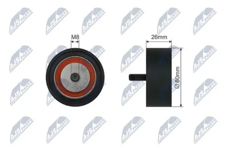Фото РОЛИК РУЧЕЙКОВОГО РЕМЕНЯ | RENAULT MASTER 2.5D-2.8D 98-01, OPEL MOVANO 2.5D-2.8D 98-01 NTY (RNK-RE-039) зображення 1