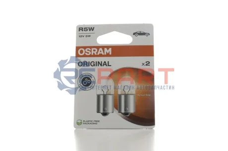 Лампа (упаковка-блістер 2шт) R5W 12В 5Вт BA15S основна лампа Standard OSRAM 5007-2BL Купить в Украине