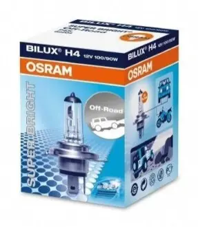 Лампа (картон 1шт) H4 12В 90/100Вт P43T без гомологічного сертифікату Super Bright OSRAM 62204
