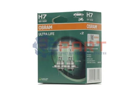 Фото Лампа фарна H7 12V 55W PX26d ULTRA LIFE (компл.) OSRAM (64210ULT-2HB) зображення 1