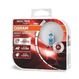 Автолампа Night Breaker Laser H11 PGJ19-2 55 W прозрачно-голубая OSRAM 64211NLHCB