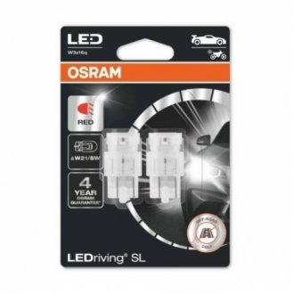 Лампа светодиодная LED W21/5W 12V 3W W3X16Q LEDriving SL (blister 2шт) красная (выр-во) - 7515DRP-02B (MS820027, 997008215, 2626189947) OSRAM 7515DRP02B