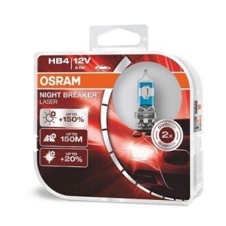 Автолампа Night Breaker Laser HB4 P22d 51 W прозрачно-голубая OSRAM 9006NLHCB