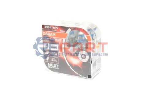 Лампа (Набір 2шт) HB4 12В 51Вт P22D (EN) up to 150% greater brightness (EN) up to 150m light beam (EN) up to 20% whiter light Night Breaker Laser, Білий OSRAM 9006NLHCB Купити в Україні