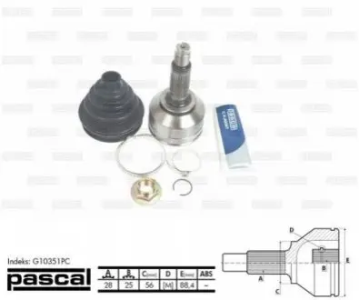 Фото Комплект шарнірів, приводний вал PASCAL (G10351PC) зображення 1