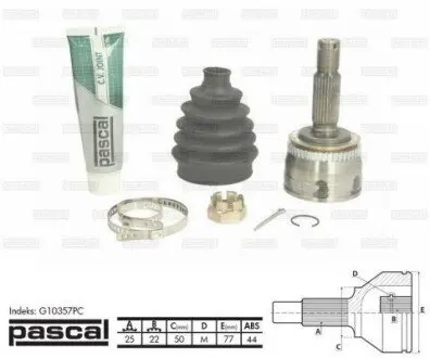 Фото 1 — Комплект шарнірів, приводний вал PASCAL (G10357PC) Фото Комплект шарнірів, приводний вал PASCAL (G10357PC) зображення 1