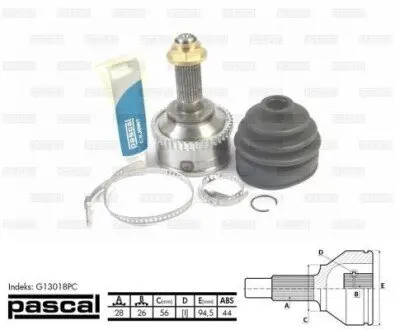 Фото 1 — Комплект шарнірів, приводний вал PASCAL (G13018PC) Фото Комплект шарнірів, приводний вал PASCAL (G13018PC) зображення 1