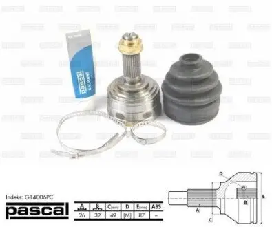 Шарнір приводного валу зовнішній Лів/Прав (26z/32z/49мм) ACURA INTEGRA HONDA ACCORD I, ACCORD II, ACCORD III, CIVIC IV, CONCERTO, CRX I, CRX II ROVER 200 II 1.2-2.0 01.78-12.95 PASCAL G14006PC Купити в Україні