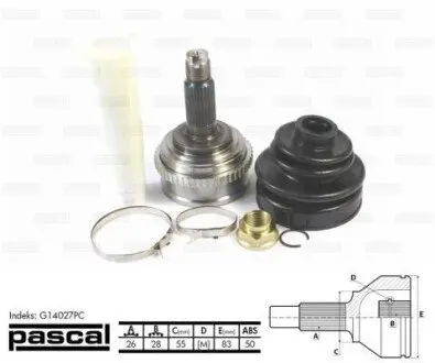 Комплект шарнірів, приводний вал PASCAL G14027PC Купити в Україні
