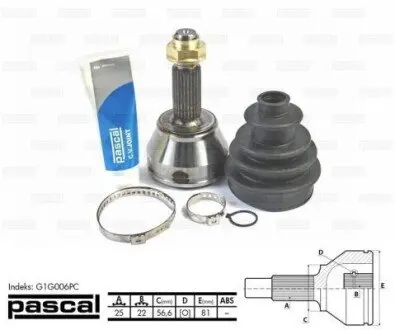 Фото Комплект шарнірів, приводний вал PASCAL (G1G006PC) зображення 1