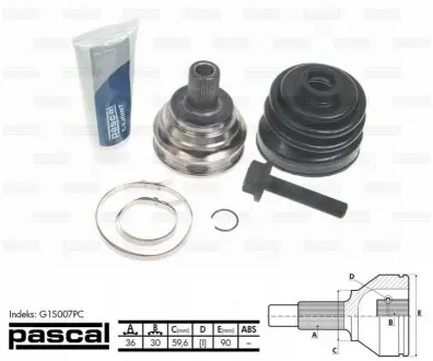 Фото 1 — Комплект шарнірів, приводний вал PASCAL (G1S007PC) Фото Комплект шарнірів, приводний вал PASCAL (G1S007PC) зображення 1