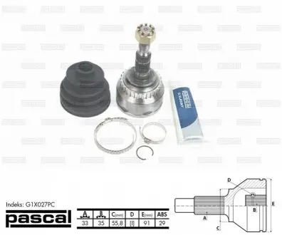Фото Комплект шарнірів, приводний вал PASCAL (G1X027PC) зображення 1