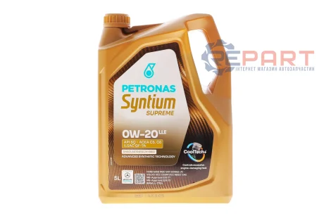 Олива 0W20 SYNTIUM SUPREME LLE (5L) (MB 229.71/MB 229.72/LL-17FE+) (API SQ (ILSAC GF-7A/ACEA C5/C6) заміна для 70716M12EU Petronas 71224M12EU