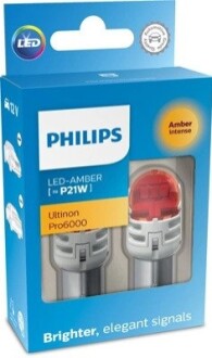 P21W LED amber Ultinon Pro6000 PHILIPS 11498AU60X2