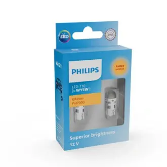 LED лампочка (картон 2шт) LED 12В 0,5Вт без гомологічного сертифікату Ultinon Pro7000 SI, жовта PHILIPS 12202AU70X2