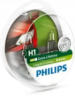 Фонарь накала H1 12V 55W P14,5s LongerLife Ecovision 2шт (пр-во) PHILIPS 12258LLECOS2 Купить в Украине