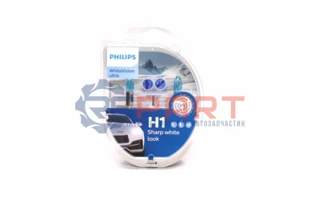 Лампа (Набір 2шт) H1 12В 55Вт WhiteVision Ultra PHILIPS 12258WVUSM Купити в Україні