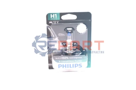 Лампа (упаковка-блістер 1шт) H1 12В 55Вт X-tremeVision Pro150 PHILIPS 12258XVPB1 Купити в Україні