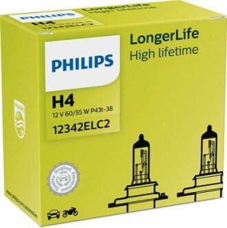 Лампочка H4 12V/60/55W LONGERLIFE P43T-38 2 SZ. PHILIPS 12342ELC2