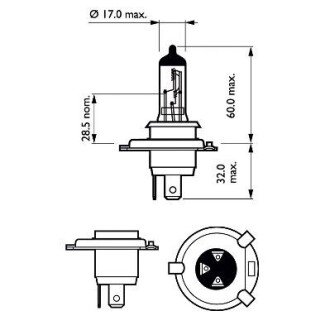 Лампа H4 60/55W P43T-38 Premium 30% extra light упаковка блістер PHILIPS 12342PRB1